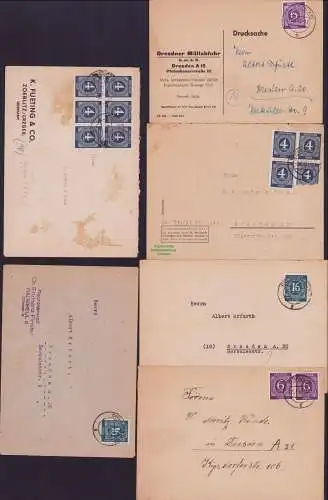 B16877 10x Brief Postkarte Briefumschlagüberkleber Alliierte Bes. Dresden 1946