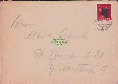 B16851 Brief Sächsische Schwärzung SBZ Freital 15.6.45 nach Dresden