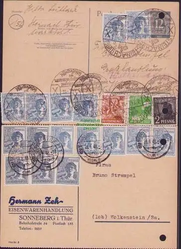 B16927  Währungsreform 1948 2x Zehnfach Firmenpost Sonneberg Steinach Thür.