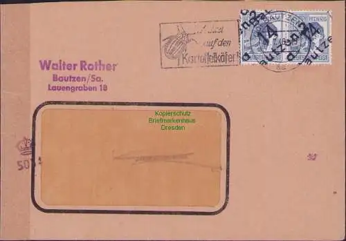 B16916 R-Brief SBZ Bezirkshandstempel Bezirk 14 Bautzen sowjetische Zensur 5031