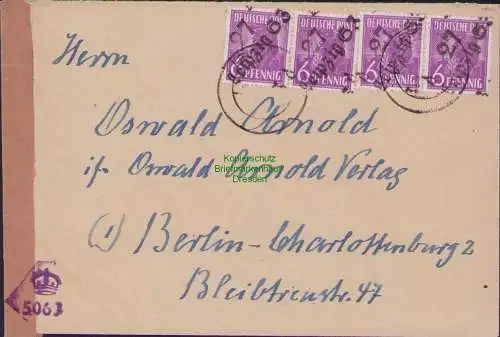 B16914 R-Brief SBZ Handstempel Bezirk 27 Leiipzig S3 britische Zensur 5063