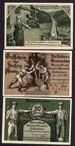 85720 Notgeld Oberweißbach Cursdorf Deesbach Lichtenhain 2 Scheine 1921