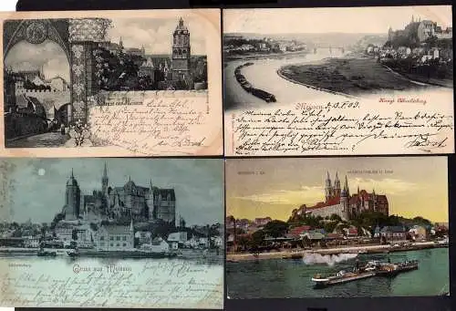 82689 4 AK Meissen Meißen 1899 Elbe Schlepperverband Albrechtsburg  Weinrebe
