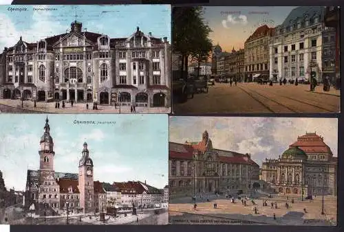 82986 4 AK Chemnitz Johannisplatz Bank Verein 1912 Central Theater 1909 Hauptmar