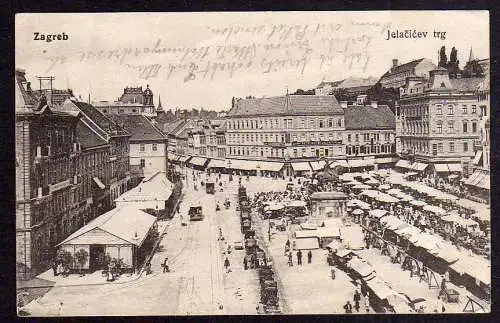 83193 AK Zagreb Agram 1917 Markt Jelacicev trg Zensur Zensurstelle Zagreb zensur