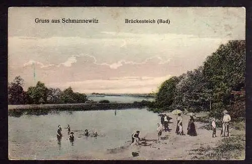 82971 AK Schmannewitz Dahlen Brückenteich  Bad 1912