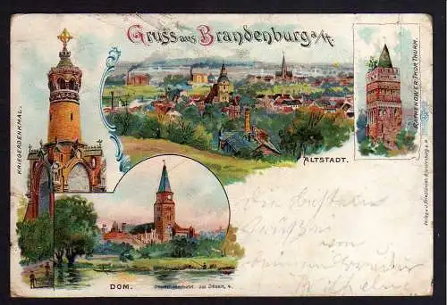 82003 AK Brandenburg H. 1901 Litho Kriegerdenkmal