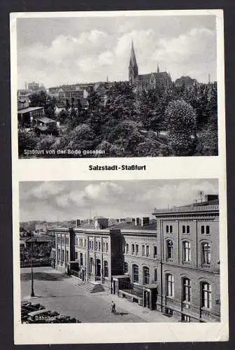 82365 AK Salzstadt Staßfurt Bahnhof 1941