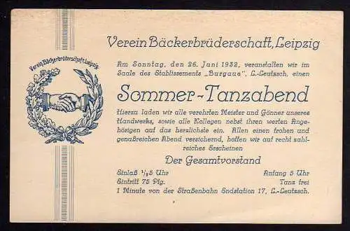 80787 AK Leipzig Leutzsch Verein Bäckerbrüderschaft 1932 Sommer Tanzabend