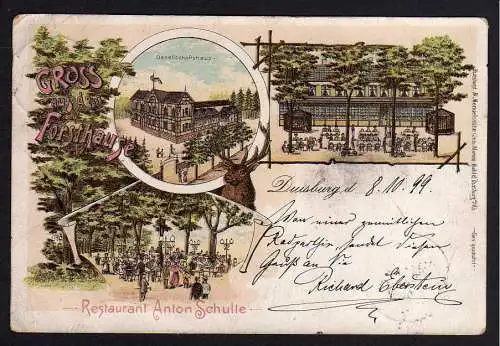 81020 AK Duisburg 1899 Restaurant Schulte Forsthaus Gesellschaftshaus