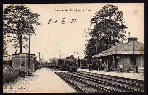 71639 AK Bretoncelles Orne La Gare Bahnhof Zug Dampflok 1928