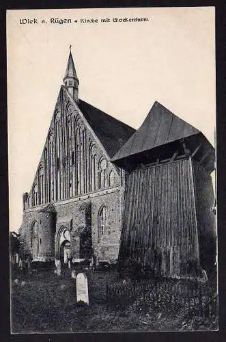 65550 AK Wiek Rügen Kirche Vollbild Glockenturm