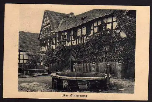 64752 AK Aus Gleichamberg Brunnen Fachwerk 1914