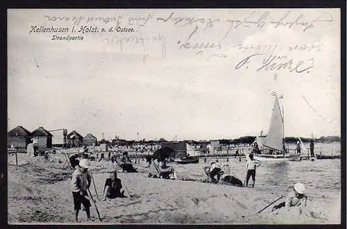 64543 AK Kellenhusen Holstein 1908 Strand Hütten Segelboot Lübecker Bucht