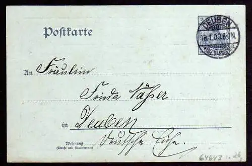 64643 AK Niederhäslich Deuben Freital 1903 Gasthof Casino Privatganzsache Zudruc