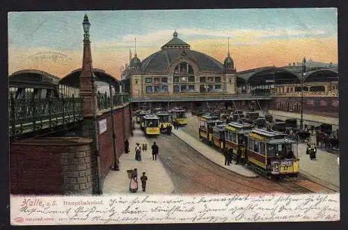 64783 AK Halle a.S. Hauptbahnhof Straßenbahn 1905