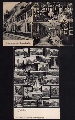 63275 2 Ansichtskarte Heidelberg Gasthaus zum roten Ochsen Mikroskop Karte um 1900