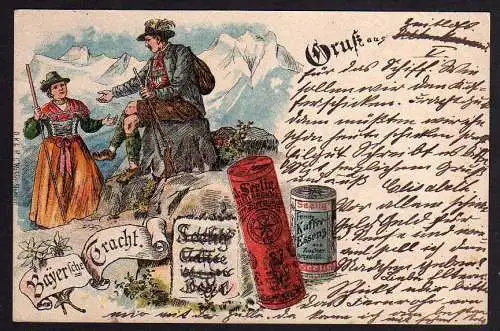 62998 AK Bayern Litho Bayr. Tracht Reklame Kaffee 1898