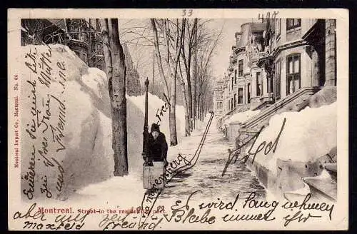 51297 AK Montreal Kanada 1904 nach Nürnberg Schnee Straße Wohngebiet