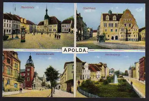 51632 AK Apolda 1926 Markt Bahnhofstraße Heidenberg Stadthaus