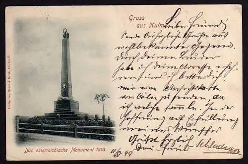 47453 AK Kulm 1899 Das österreichische Monument 1813