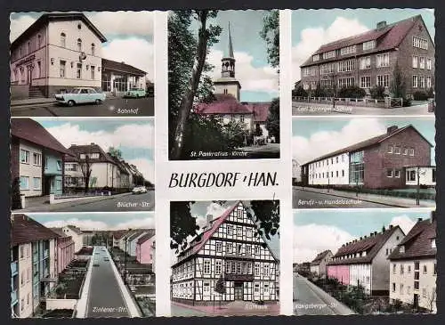 48338 Ansichtskarte Burgdorf Hannover Bahnhof Blücher Str. Zintener Carl Sprengler Schule