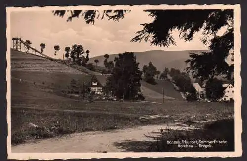 38821 Ansichtskarte Fotokarte Holzau i. Erzgebirge Waldfrieden Cafe Gast Bergschanze