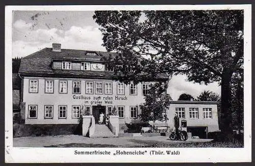 36628 Ansichtskarte Saalfeld Saale 1939 Hoheneiche Landpoststempel Gasthaus z. roten Hirsch