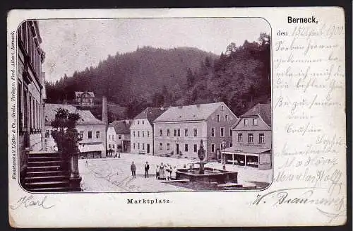 36932 Ansichtskarte Bad Berneck im Fichtelgebirge 1900 Marktplatz