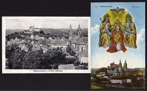 36923 2 Ansichtskarte Gößweinstein Gnadenbild Panorama 1919