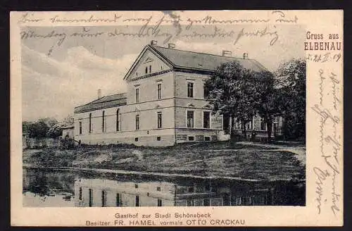 37174 AK Gasthof zur Stadt Schönebeck Elbenau 1909