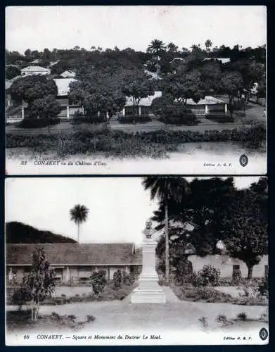 37267 2 Ansichtskarte Conakry Square et Monument Le Moal um 1920 Guinea Westafrika