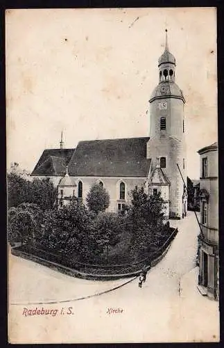 37102 Ansichtskarte Radeburg Kirche Vollbild 1909 Verlag Fischer lenz