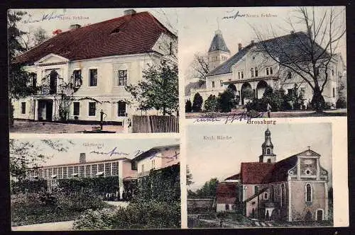 37223 Ansichtskarte Borek Strzelinski Großburg 1912 Altes Schloss Gärtnerei Ev. Kirche