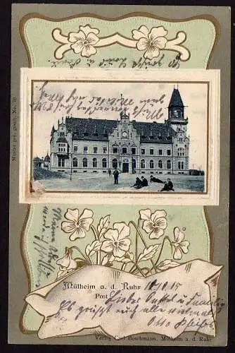 36348 Ansichtskarte Mülheim Ruhr Post Postamt Jugendstil geprägt 1905