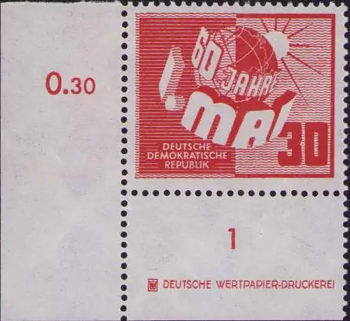 2941 DDR **  250 DZ 60 Jahre Tag der Arbeit 1. Mai 1950