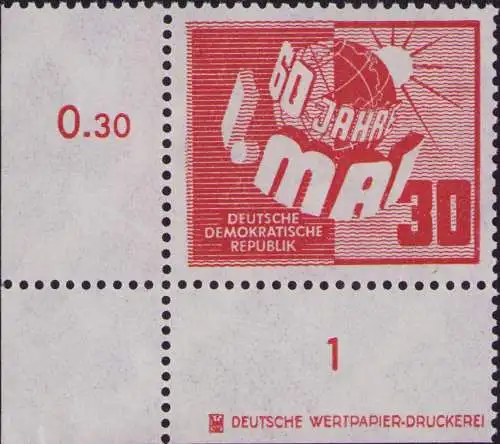 2942 DDR **  250 DZ 60 Jahre Tag der Arbeit 1. Mai 1950