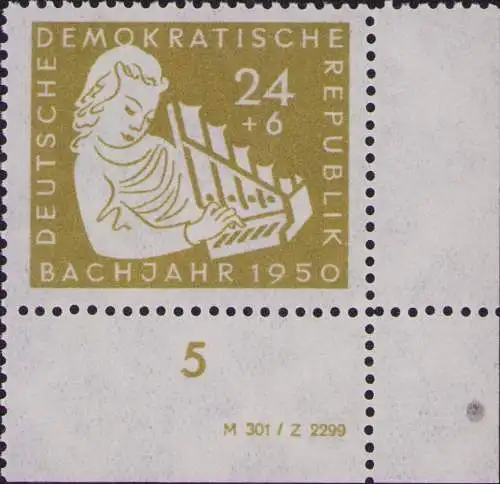 2950 DDR **  257 DV 200. Todestag von Johann Sebastian Bach 1950