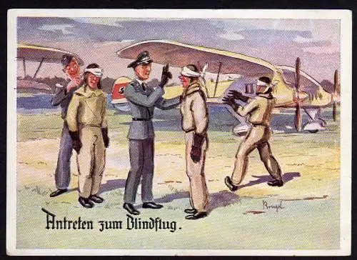 28657 AK ca. 1940 Antreten zum Blindflug Werbung Fliege