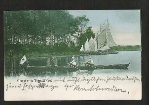 21471 AK Tegeler See Ruderboot + Segelboot , gelaufen 1905,  Verlag ohne