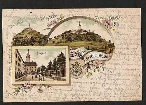 21403 AK Litho Leuchtenburg Seitenroda Burghof 1899 Verlag Heinecke Rudolstadt