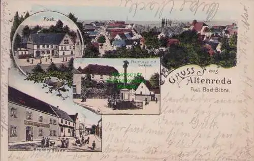 170423 AK Altenroda Bad Bibra 1911 Brunnengasse Post Pfarrhaus Denkmal