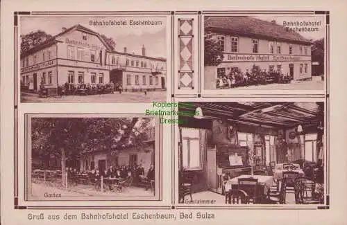 170037 AK Bad Sulza um 1920 Bahnhofshotel Eschenbaum Ansicht mit Personal Garten
