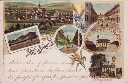 152692 AK Litho Bischofswerda 1901 Butterberg Kirche Bautzner Straße Bahnhof