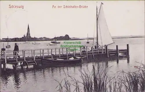 152337 AK Schleswig 1911 An der Schleihallen Brücke