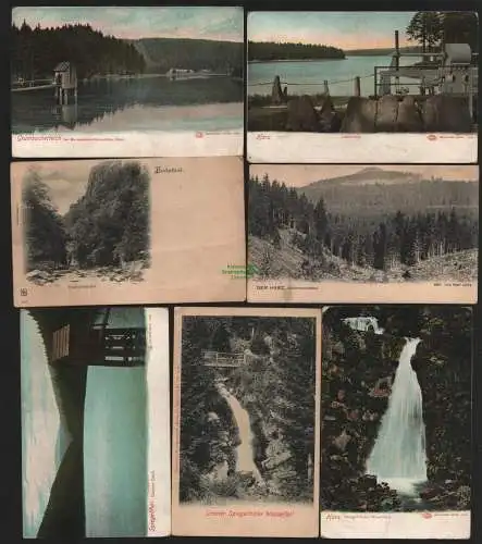 149974 7 Ansichtskarte Spiegeltaler Wasserfall Harz Grumbacherteich Bodetal um 1905