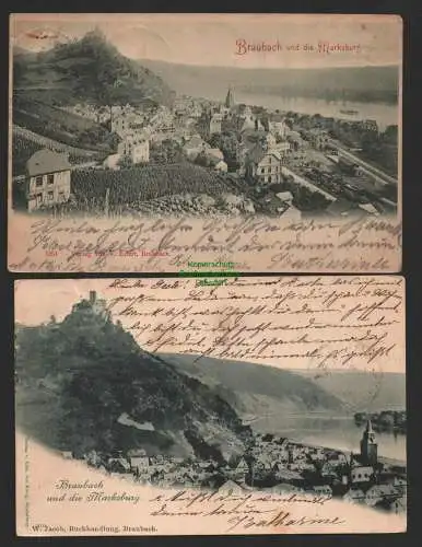 150039 2 Ansichtskarte Marksburg Braubach am Rhein 1899 nach Amsterdam