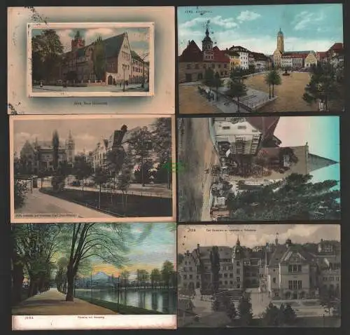 150109 6 Ansichtskarte Jena Markt Neue Universität 1910 Johannesturm Carl Zeissplatz Leseha