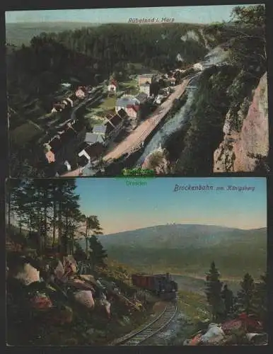 150133 2 Ansichtskarte Rübeland Harz 1909 Bahnhof Brockenbahn Brocken 1912