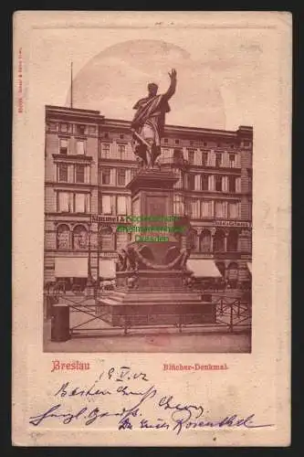 150188 Ansichtskarte Breslau 1902 Blücher Denkmal